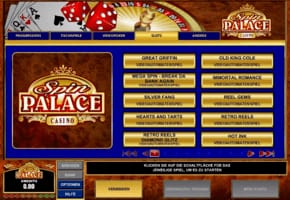 Spin Palace - Spielauswahl